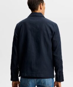 J. Lindeberg Julius Drape Linen Overshirt Navy