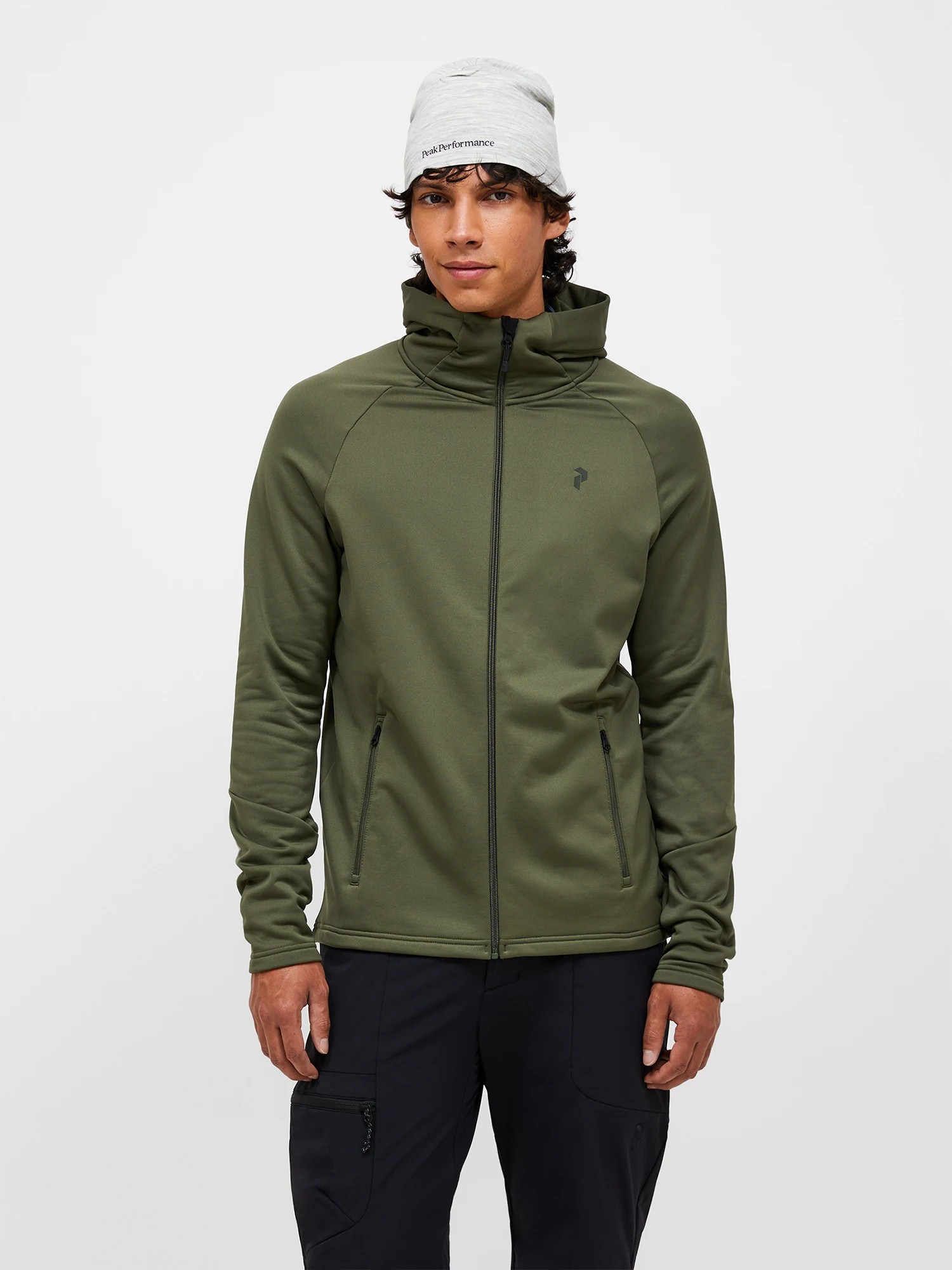 Peak Performance Rider Essentials Midlayer Zip Hood Men Pine Needle