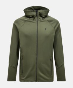 Peak Performance Rider Essentials Midlayer Zip Hood Men Pine Needle