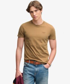 Superdry Essential Serif Logo Embroidered T-Shirt Bronze Brown