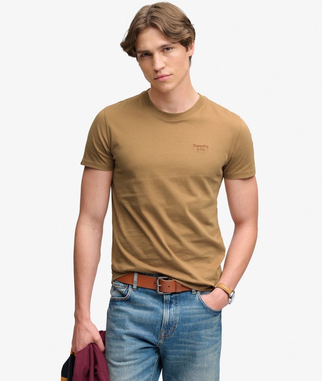 Superdry Essential Serif Logo Embroidered T-Shirt Bronze Brown