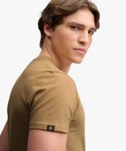 Superdry Essential Serif Logo Embroidered T-Shirt Bronze Brown