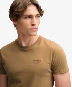 Superdry Essential Serif Logo Embroidered T-Shirt Bronze Brown