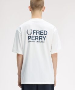 Fred Perry Back Print T-Shirt Snow White