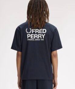 Fred Perry Back Print T-Shirt Navy