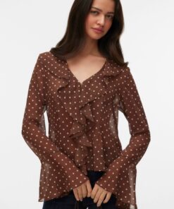 Vero Moda VMWillow Ls Frill Top Chocolate Martini