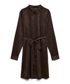 Vero Moda VMKatty Ls Short Shirt Dress Chocolate Torte