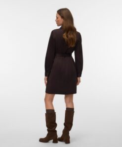 Vero Moda VMKatty Ls Short Shirt Dress Chocolate Torte