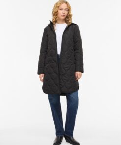 Vila VIQuila L/s Hooded Onion Coat Black Beauty