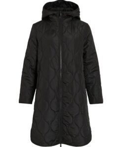 Vila VIQuila L/s Hooded Onion Coat Black Beauty