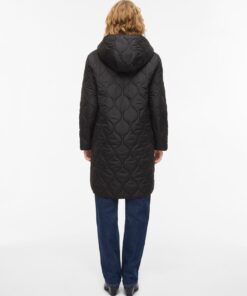 Vila VIQuila L/s Hooded Onion Coat Black Beauty