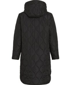 Vila VIQuila L/s Hooded Onion Coat Black Beauty
