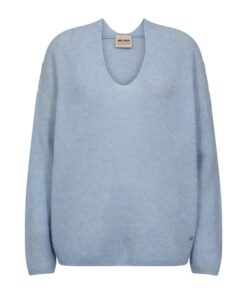 Mos Mosh MMThora V-Neck Knit Cashmere Blue