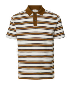 Selected Homme SLMJasper Stripe Ss Polo Egret