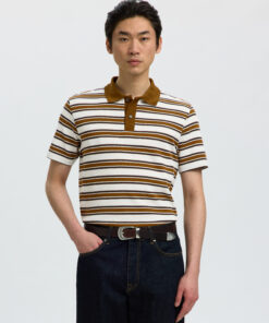 Selected Homme SLMJasper Stripe Ss Polo Egret