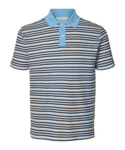 Selected Homme SLMJasper Stripe Ss Polo Egret