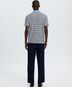 Selected Homme SLMJasper Stripe Ss Polo Egret