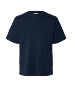 Selected Homme SLMTaj Peach Ss O-Neck Tee Sky Captain
