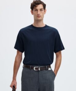 Selected Homme SLMTaj Peach Ss O-Neck Tee Sky Captain