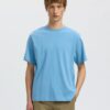 Selected Homme SLMTaj Peach Ss O-Neck Tee Blissful Blue