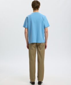 Selected Homme SLMTaj Peach Ss O-Neck Tee Blissful Blue