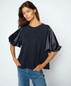 Mos Mosh MMDuba O-SS Satin Sweatshirt Salute Navy