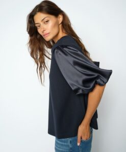 Mos Mosh MMDuba O-SS Satin Sweatshirt Salute Navy