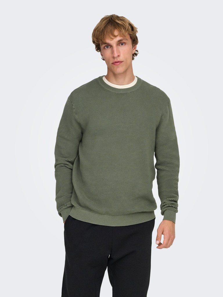 Only & Sons ONSRon LS Crew Neck Knit Castor Gray