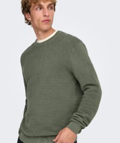 Only & Sons ONSRon LS Crew Neck Knit Castor Gray