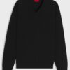 Hugo San Vredo V-Neck Sweater in Virgin Wool Black