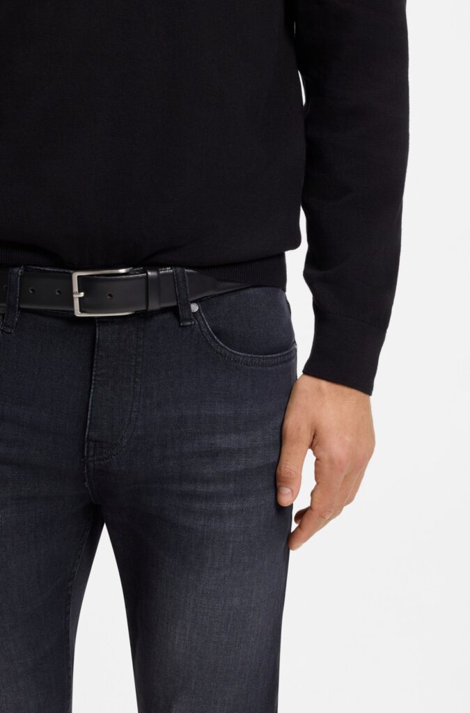 Boss Erman L Leather Belt Black