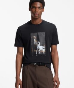Hugo Daffilo Cotton Jersey T-Shirt Black