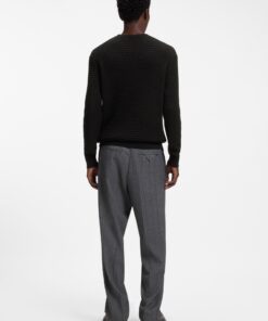 Hugo Textured Cotton Sweater with Tonal Logo Black