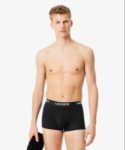 Lacoste 3-Pack Stretch Cotton Trunks Black