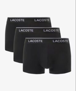Lacoste 3-Pack Stretch Cotton Trunks Black