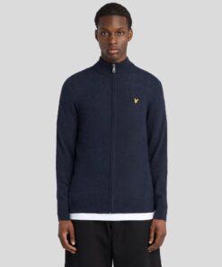 Lyle&Scott Lambswool Blend Zip Cardigan Dark Navy Marl