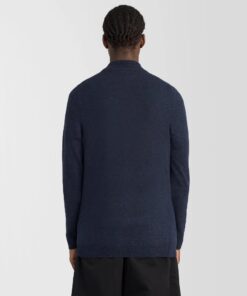 Lyle&Scott Lambswool Blend Zip Cardigan Dark Navy Marl