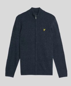 Lyle&Scott Lambswool Blend Zip Cardigan Dark Navy Marl