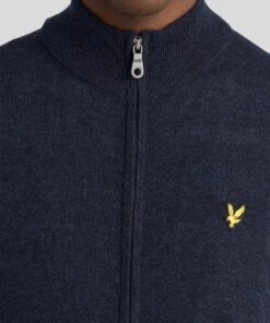 Lyle&Scott Lambswool Blend Zip Cardigan Dark Navy Marl