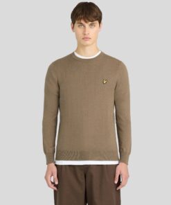 Lyle&Scott Cotton Merino Crew Neck Jumper Khaki Ash
