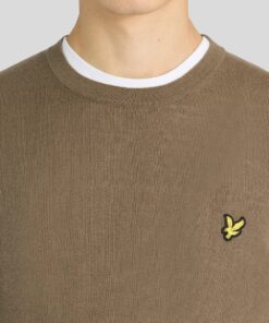 Lyle&Scott Cotton Merino Crew Neck Jumper Khaki Ash