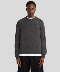 Lyle&Scott Lambswool Blend Crew Neck Jumper Charcoal Marl