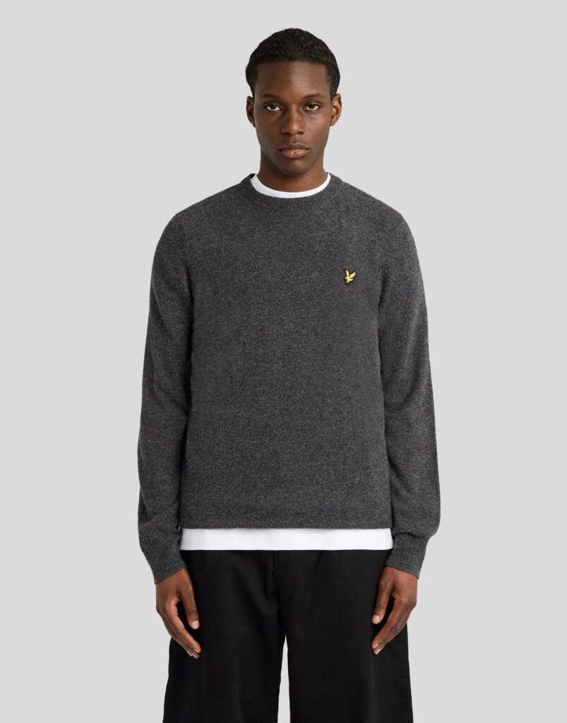 Lyle&Scott Lambswool Blend Crew Neck Jumper Charcoal Marl