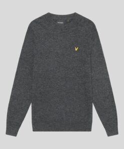 Lyle&Scott Lambswool Blend Crew Neck Jumper Charcoal Marl