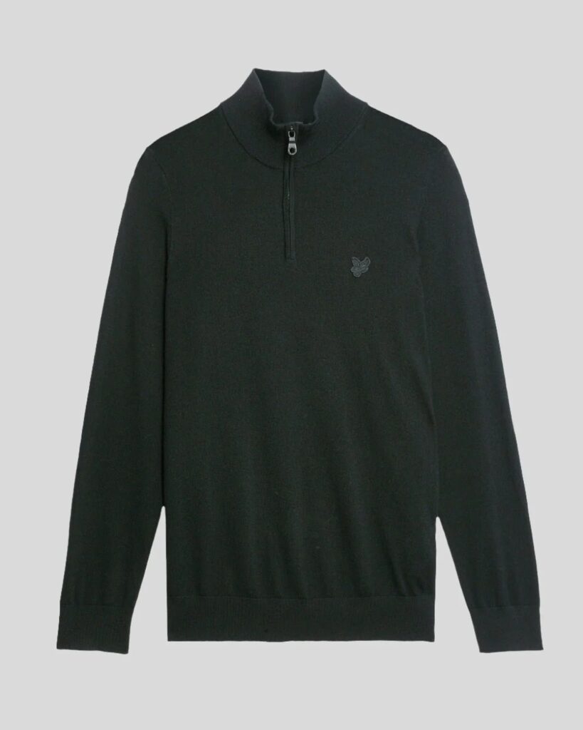 Lyle&Scott Merino Wool 1/4 Zip Jumper Jet Black