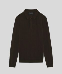 Lyle&Scott Long Sleeve Cotton Polo Shirt Ebony