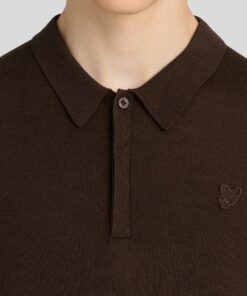 Lyle&Scott Long Sleeve Cotton Polo Shirt Ebony