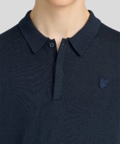 Lyle&Scott Long Sleeve Cotton Polo Shirt Dark Navy