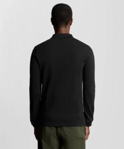 Lyle&Scott Long Sleeve Cotton Polo Shirt Jet Black