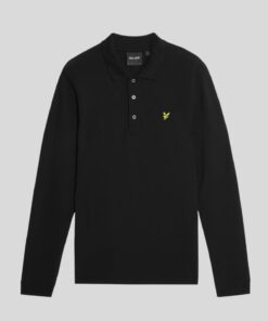 Lyle&Scott Long Sleeve Cotton Polo Shirt Jet Black